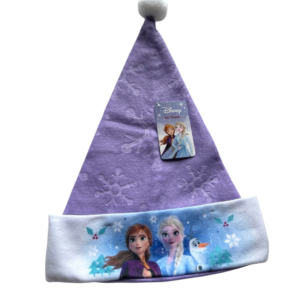 Disney Frozen 2 Purple Santa Hat Elsa Anna Olaf Snowflake Embossed NWT